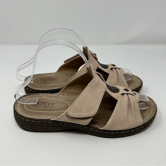 Hotter Blush Pink Boho Studded Medallion Suede Slip on Comfort Sandals Size 8.5 - Picture 8 of 15